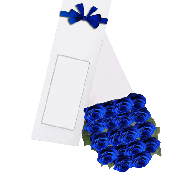 Caja de 18 Rosas azules 